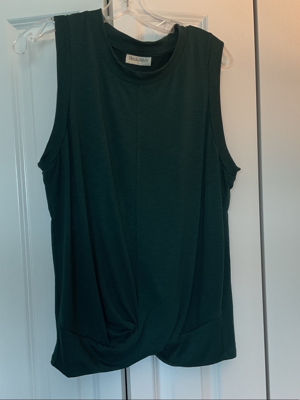 78 & Sunny Dark Green Twist-Front Sleeveless Tank
